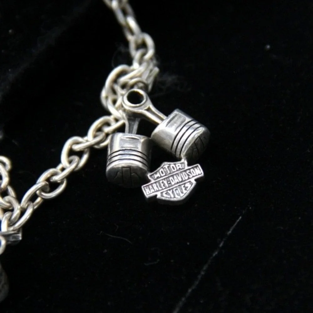 Harley-Davidson MOD‎ Charm Bracelet Sterling Silver 8.5 Inch 5mm Piston Helmet